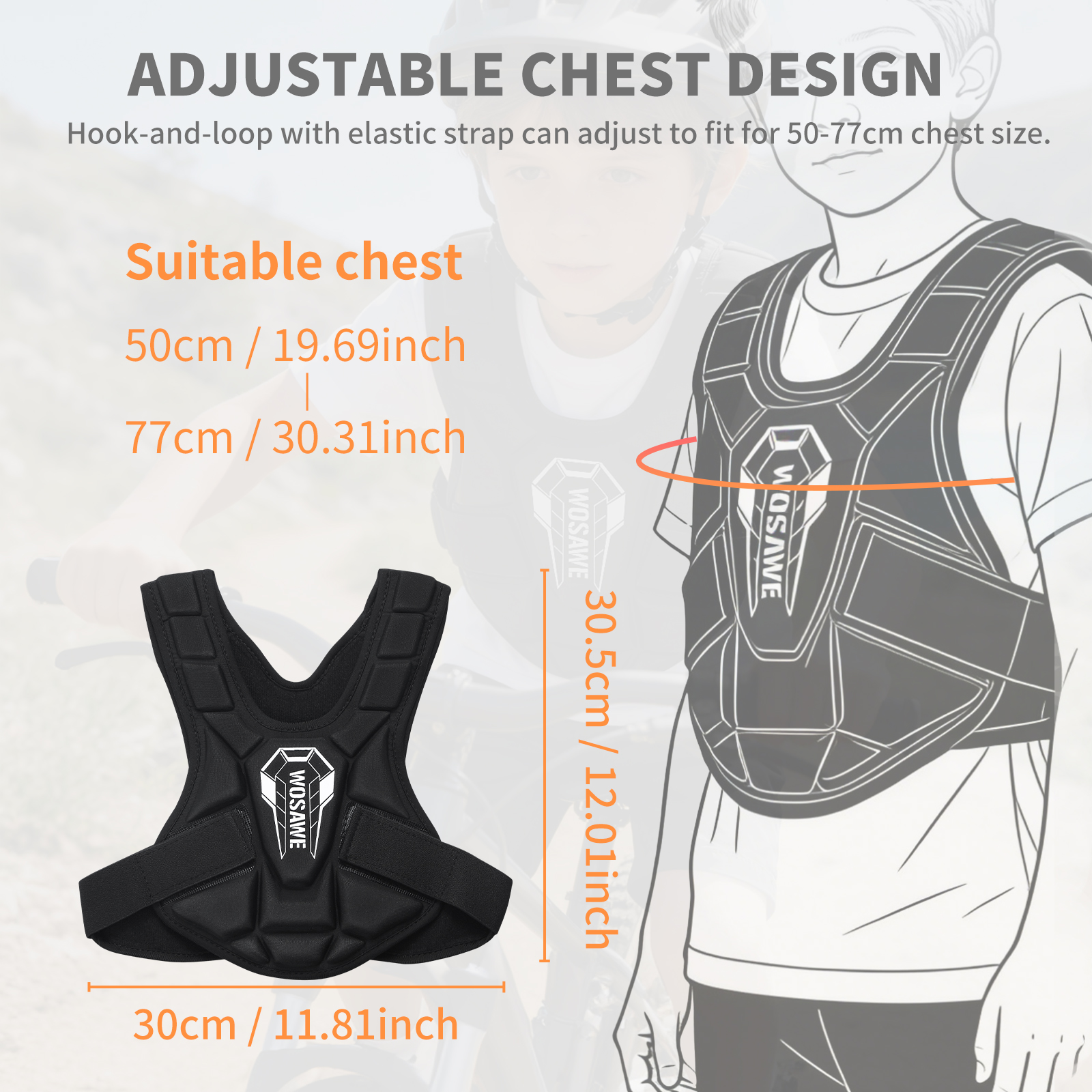 WOSAWE Youth Chest Vest Kids M - Mountain Biking Body Armour recension och pris